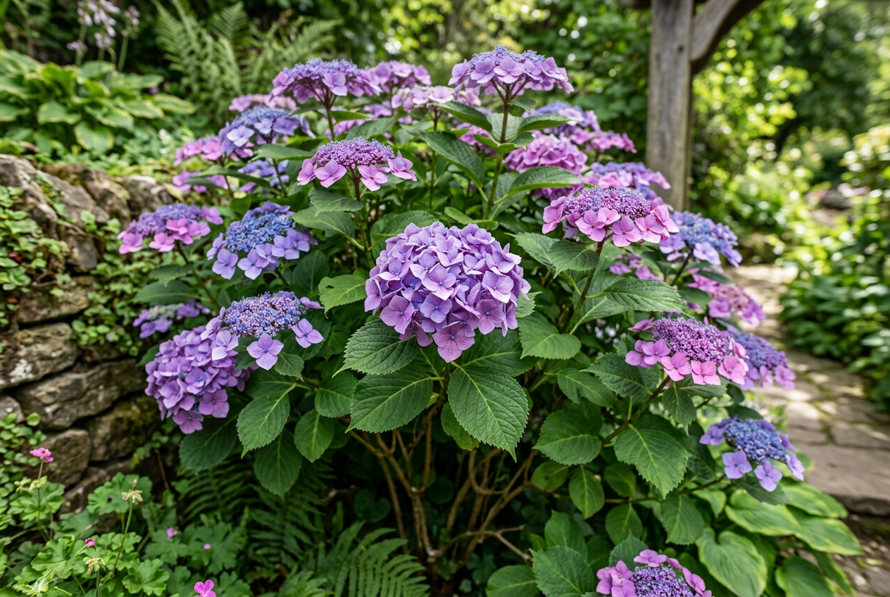Syrinhortensia : Finnes i en rekke varianter. Brukes frittvoksende. Kan godt benyttes alene men egner seg også svært godt i hekker med roser og rhododendron. Bildet viser sorten "Limelight" Syrinhortensia